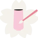 icon activité Icône d'un vase peint avec un pinceau sur une fleur de sakura beige
